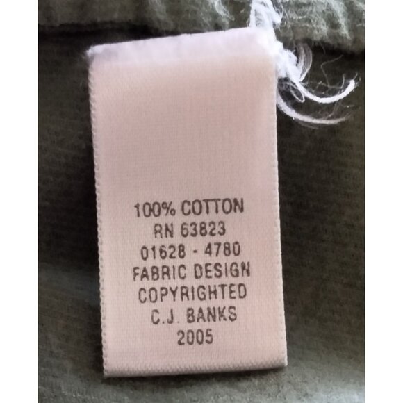 C.J. Banks Plus Size 1X Top Green Floral Corduroy Button-Up Long Sleeve Collared - Picture 10 of 11